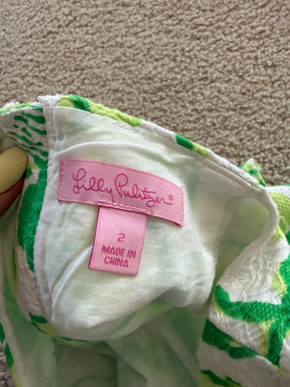 Lilly Pulitzer White and Green Floral Crochet-Trim Mini Skirt - Picture 3 of 3